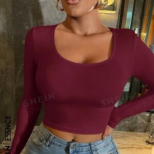 Red long sleeve crop